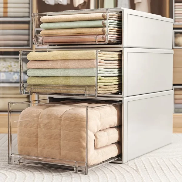 Drawer-type storage boxes, household wardrobe internal clothes organizing boxes, layered transparent clothing storage cabinets. - Image 7